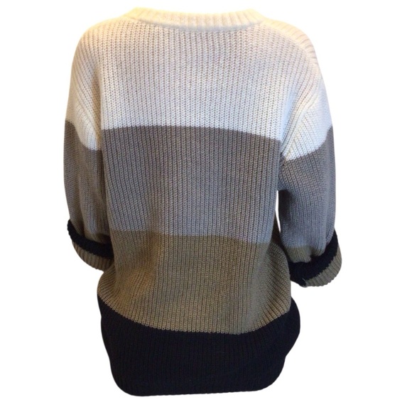 NWOT Boyfriend Sweater Womens Size L Oversized Color Block Knit Pullover Neutral - Picture 4 of 8